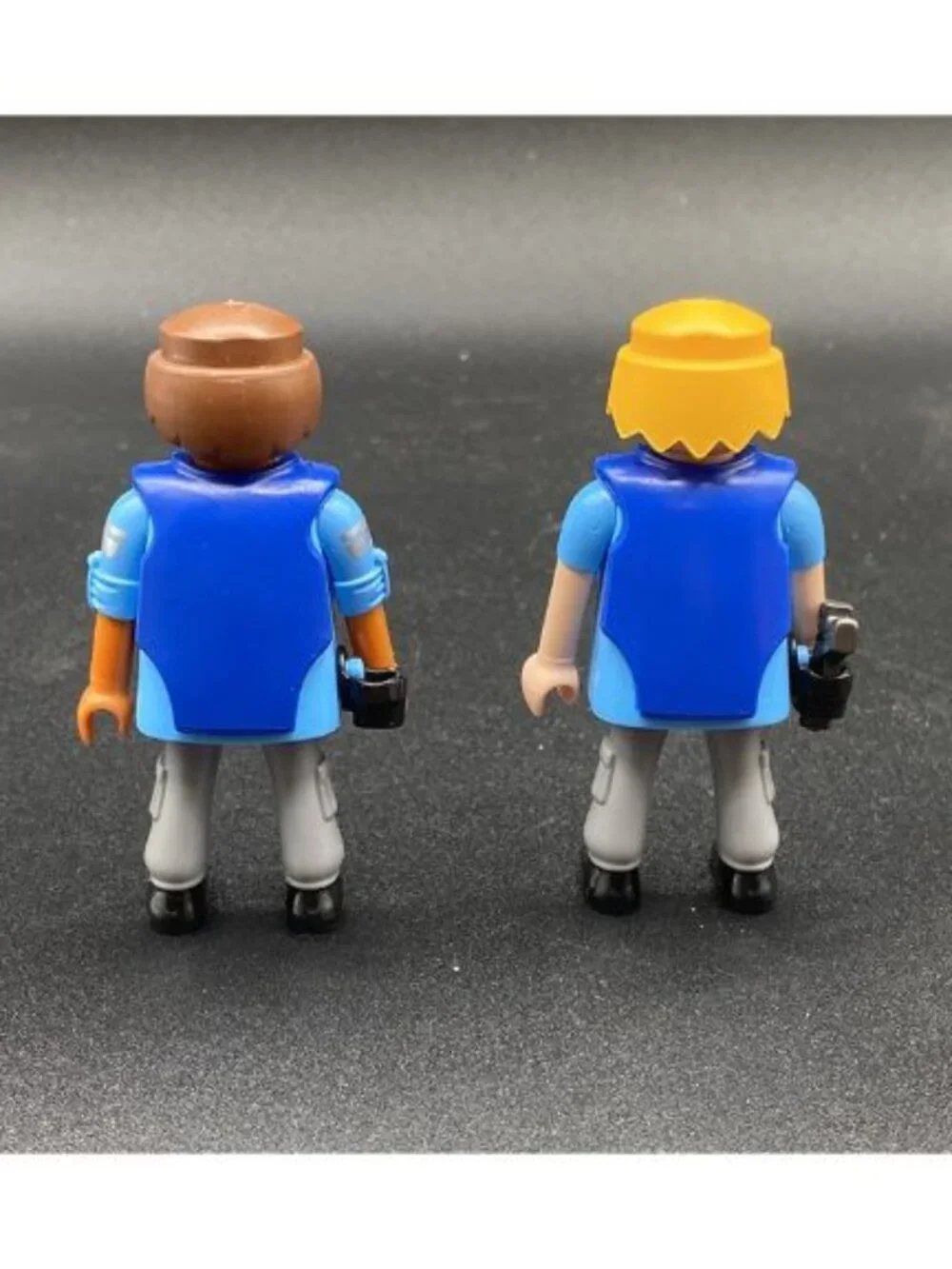 Playmobil LOT 2 Figure Police Toys Blonde & Brunette Men 1 Gun Holster
